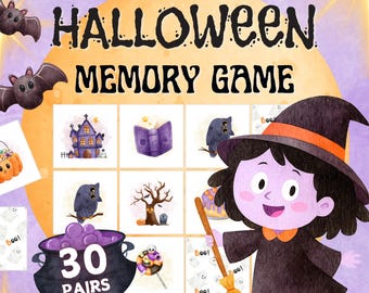 Halloween Memory Game – Fun Matching Activity for Kids, Family Game Night (Instant Download, PDF)