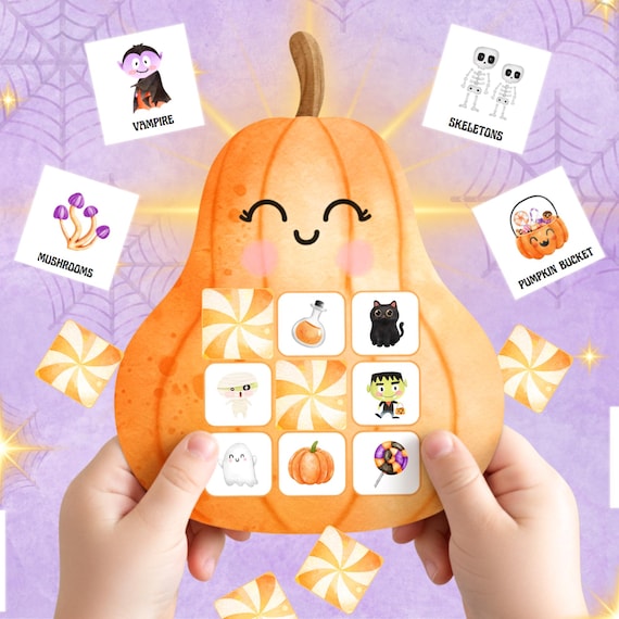 Halloween Bingo for Little Ones - Toddler Preschool Matching Activity (Instant Download, PDF)