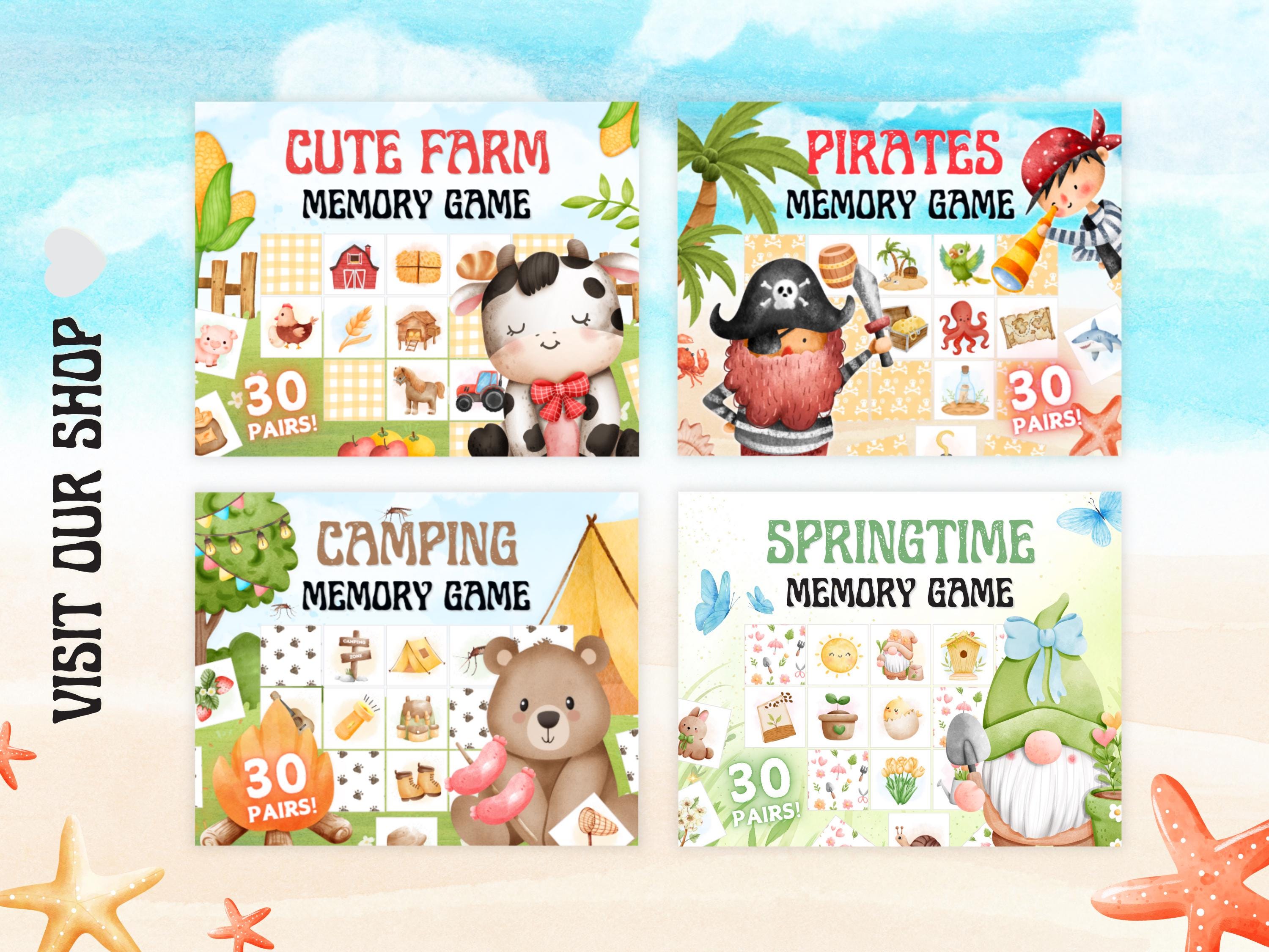 Printable Summer Memory Game, Fun Holiday Activity for Kids, Matching ...