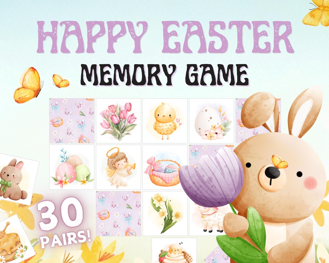 Easter Memory Game for Kids & Family, Printable Easter Matching Cards ...