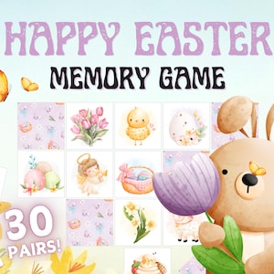 Juego de memoria de Pascua para niños y familias, tarjetas de emparejamiento de Pascua imprimibles, juego familiar cristiano, educación en casa en Pascua de primavera, actividad preescolar