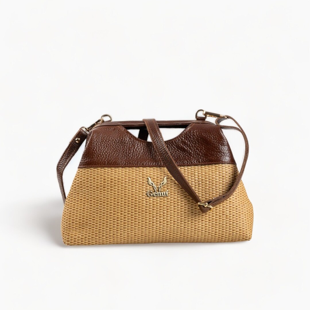 Mini Raffia and Leather Purse