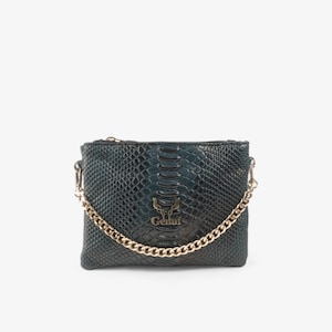 Smaragdgrüne 2-in-1-Lederclutch - Vielseitig und stilvoll