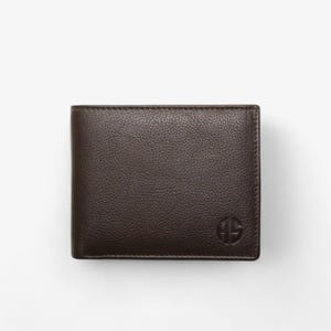 Cartera de cuero RFID marrón premium para hombre