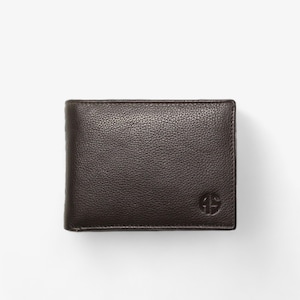 Carteira de couro RFID marrom cacau elegante para homens