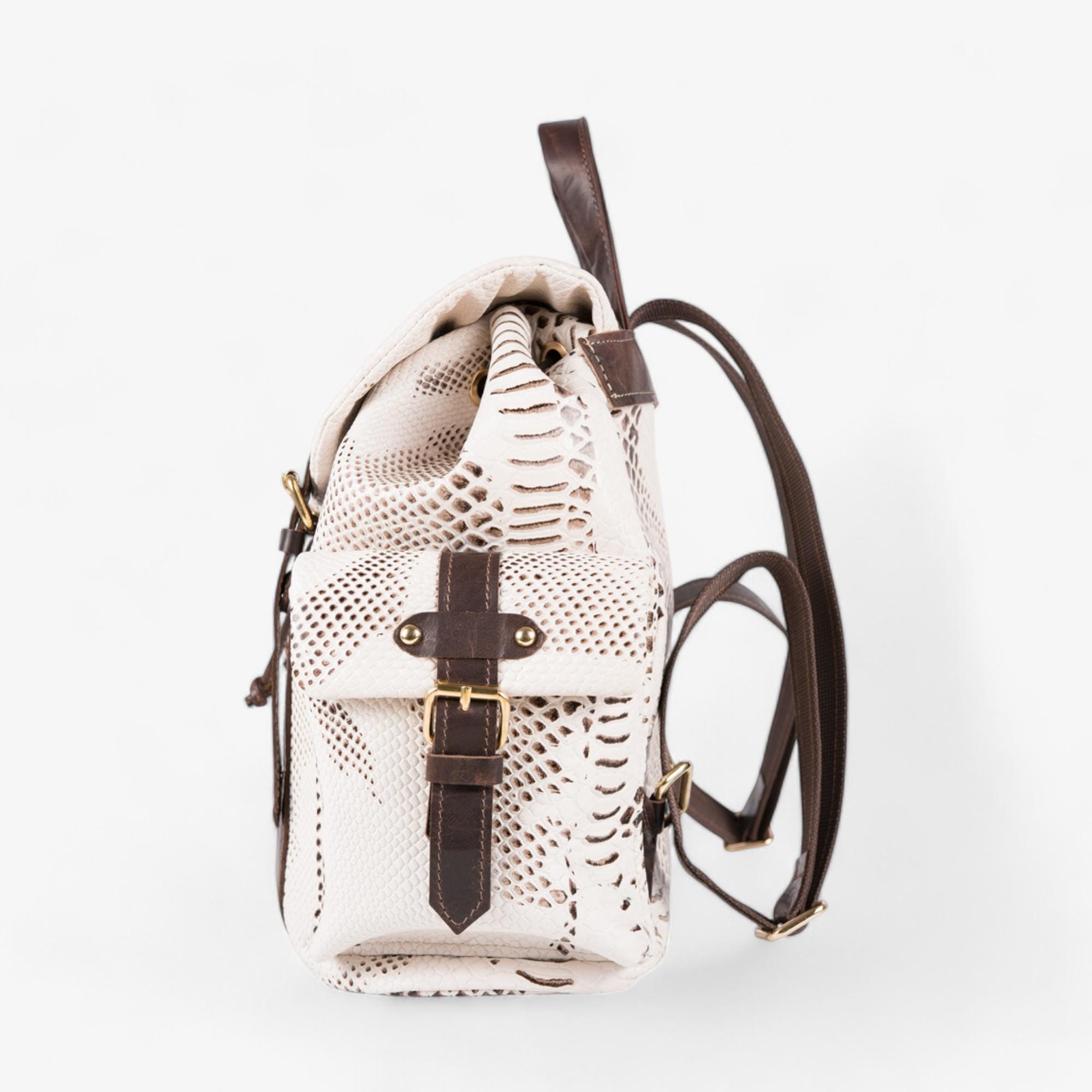 Beautiful chic white/gold pebble faux leather backpack? White Leather Backpack  main image 2