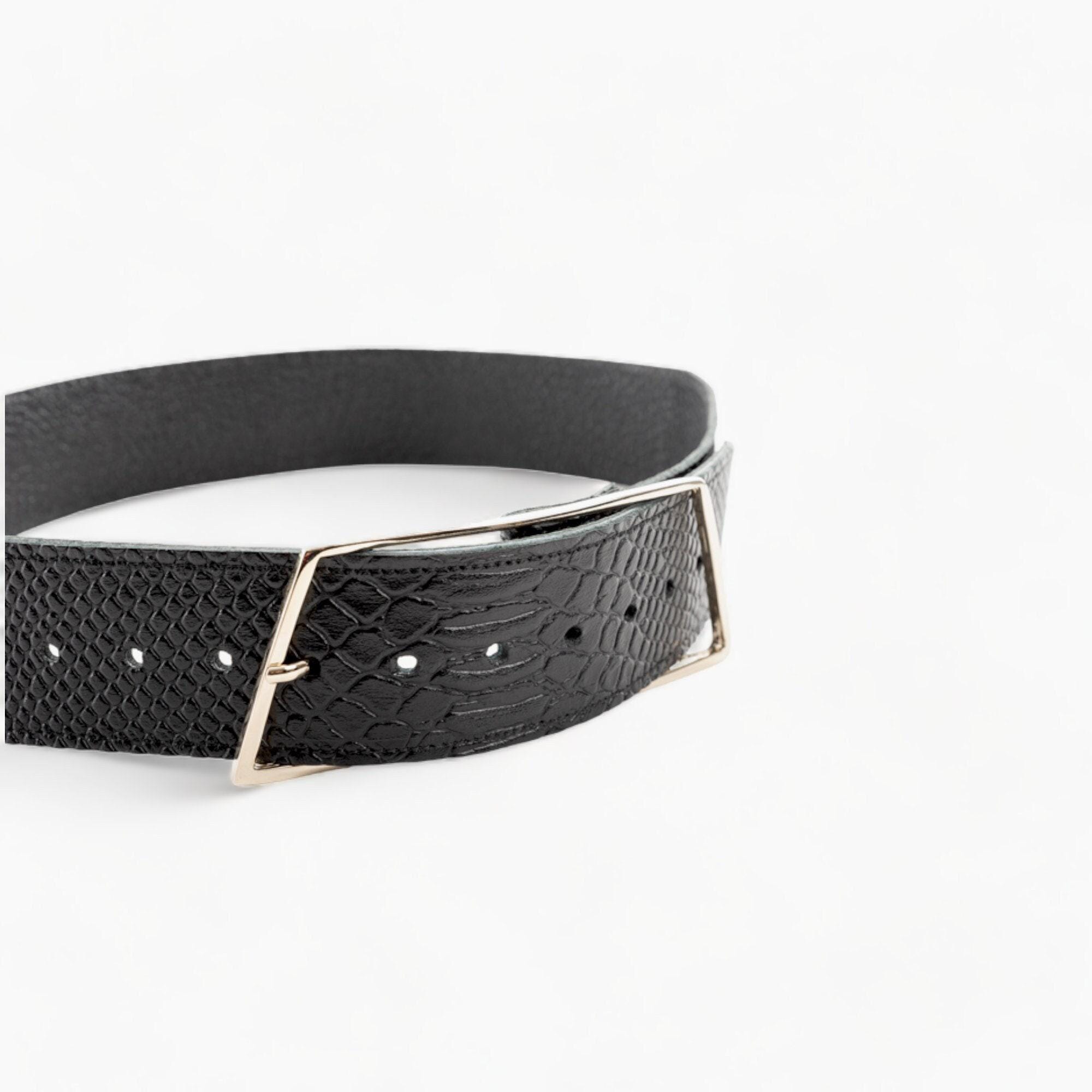 Black Leather Belt With Gold Buckle Greek Artisan Design - Etsy display picture 2