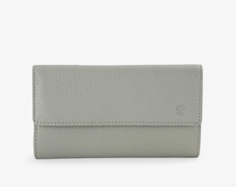 Grey Leather Women's Wallet with RFID Protection - Elegant & Functional
