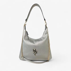 Silver Shoulder Bag With Gold Chain Strap