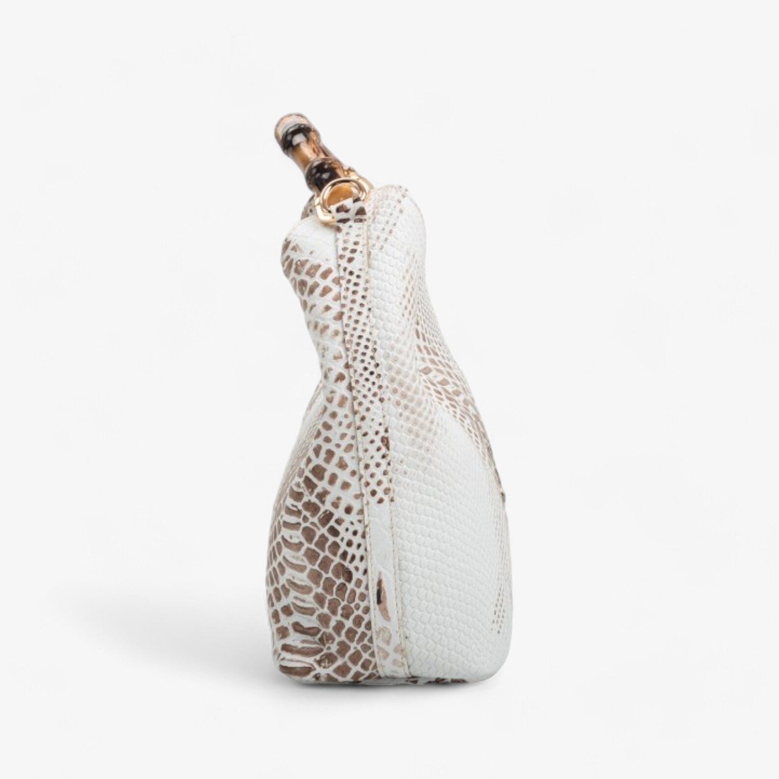 White Leather Handbag With Bone-style Plastic Handle - Luxury and ...