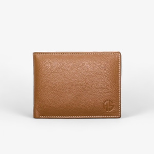Carteira de couro RFID Classic Tan para homens
