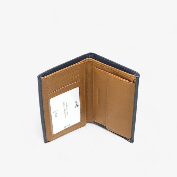 Elegant Navy Blue RFID Leather Wallet for Men - Etsy