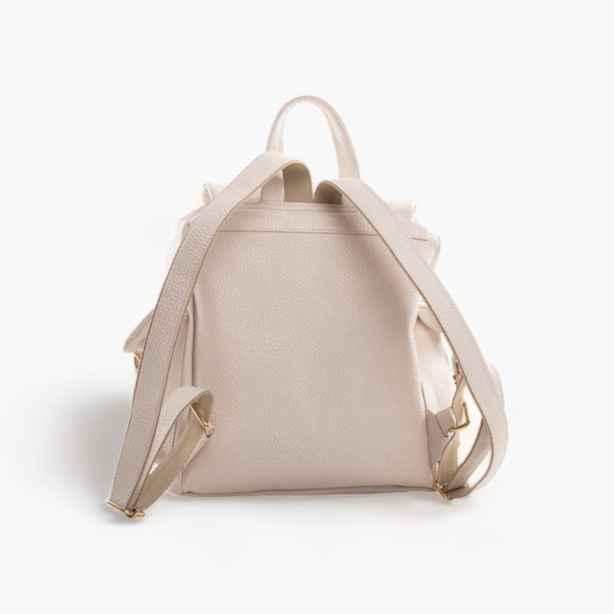 Elegant Beige Backpack with Gold Details Beige Leather Backpack With Gold Details - Elegant and  main image 2