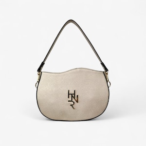 Gold Shoulder Bag With Embossed Texture And Chain Strap