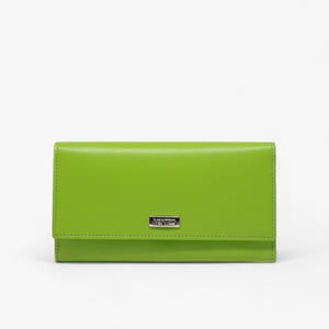 Carteira de couro RFID verde elegante para maior segurança