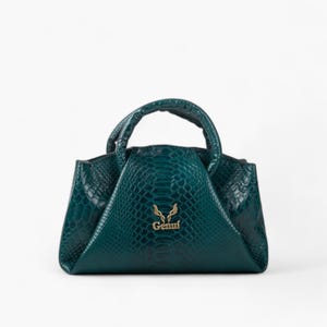 Cypress Green Pleated Leather Handbag with Handle – A Bold Statement of Elegance