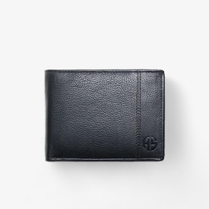 Elegant Black RFID Leather Wallet with Flap for Men