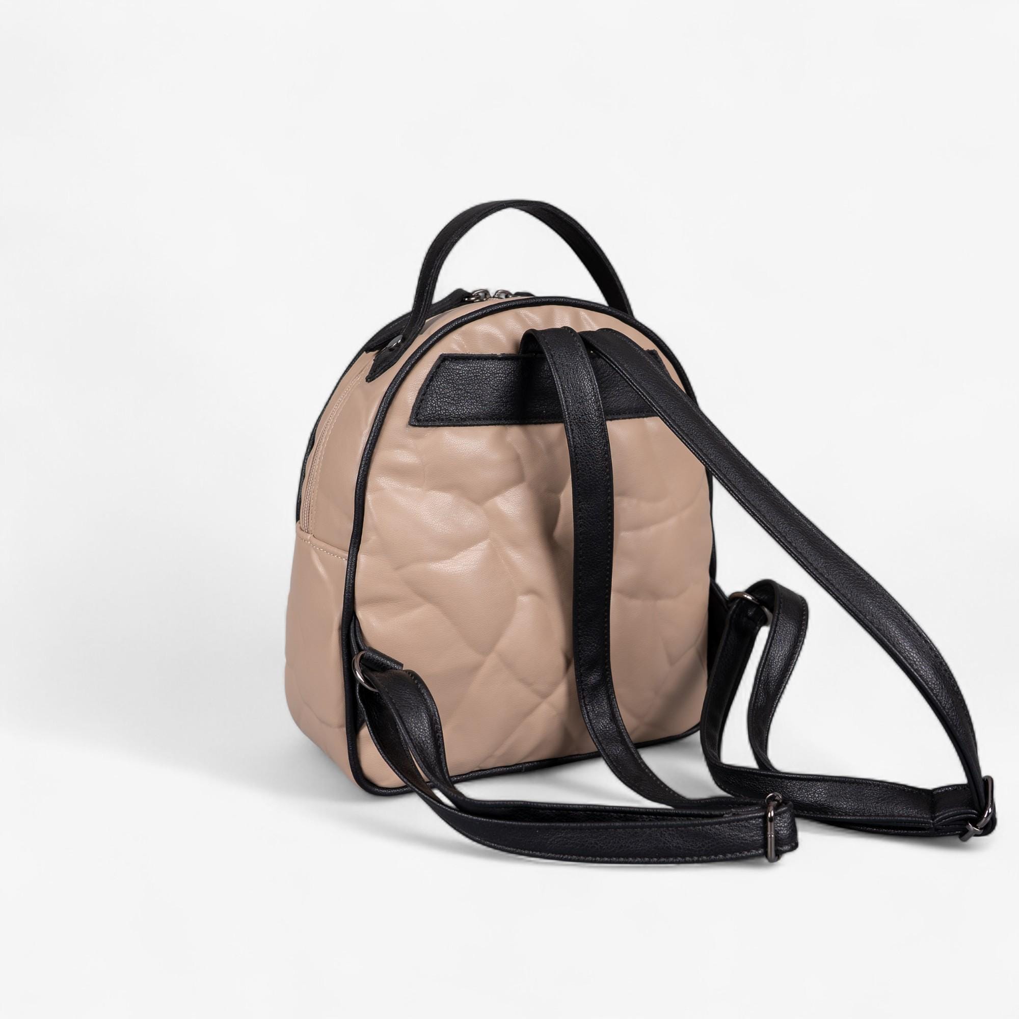 Stylish Beige and Peach Tone Women\'s Backpack (hand made in Greece) Handmade Greek Leather Backpack, Travel Rucksack With Side  main image 3
