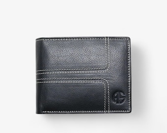 Stilvolle schwarze RFID Leder Geldbörse für Herren
