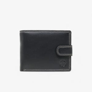 Schlanke Brieftasche aus schwarzem RFID-Leder mit sicherem Druckknopfverschluss