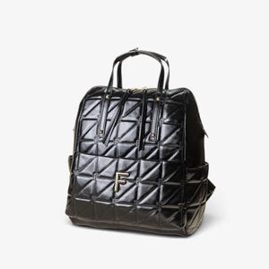 Chic Quilted Backpack with Exterior Pockets, Structured Everyday Backpack Purse, Stylish Synthetic Leather Travel Bag