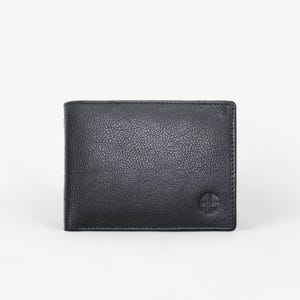 Carteira de couro RFID preta elegante para homens