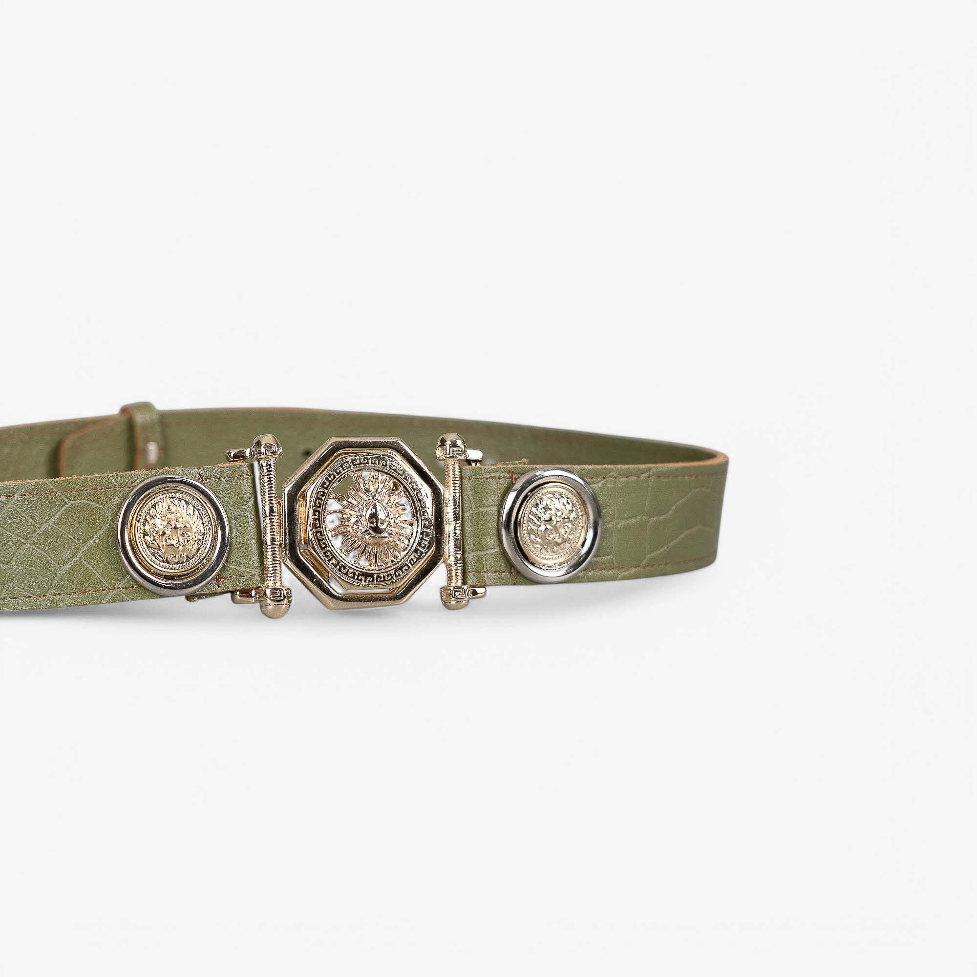 Beautiful Bejeweled green leather belt B1199 - Green Suede Belt - Double J Saddlery main image 2