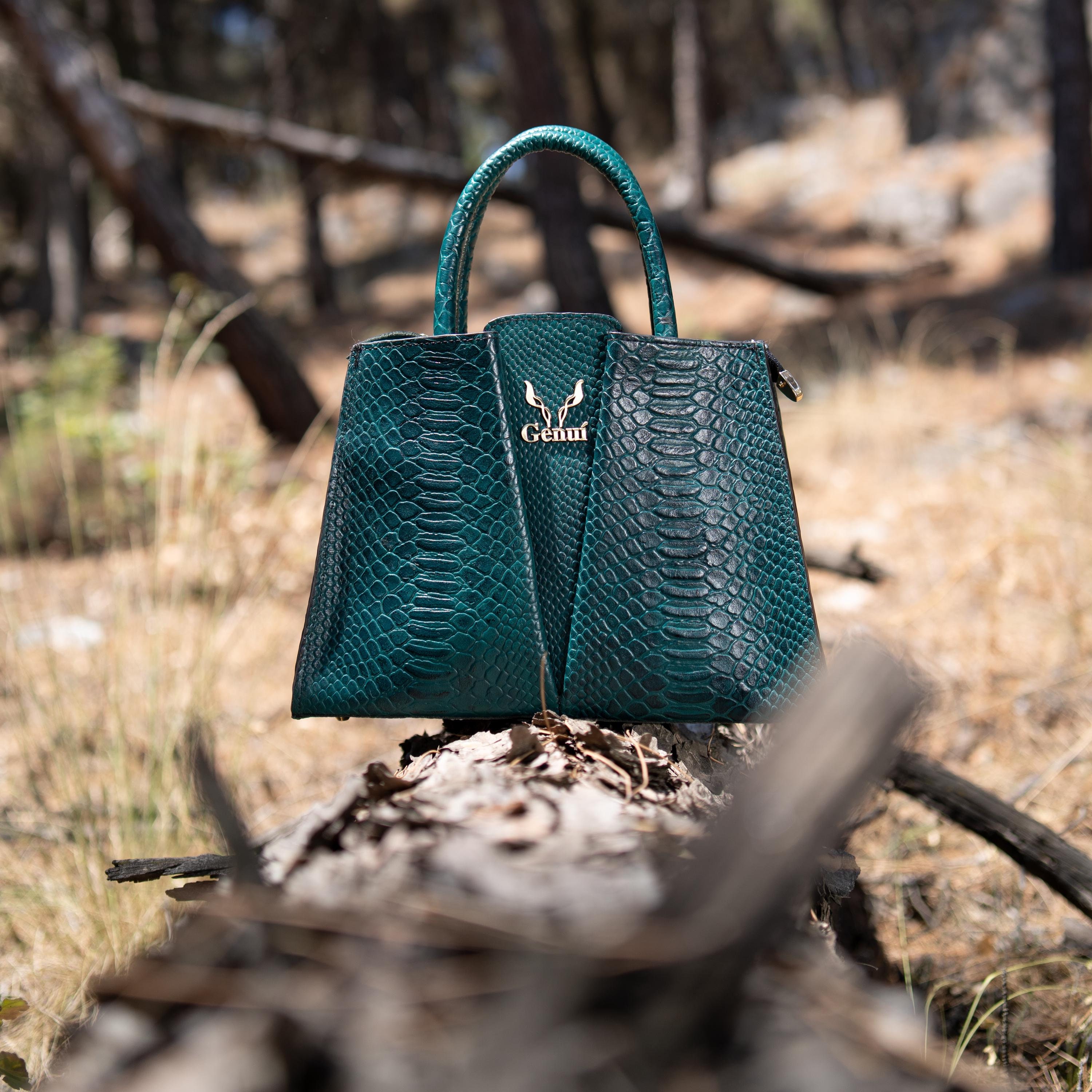 Cypress V-shaped Green Leather Handbag - Style Meets Practicality