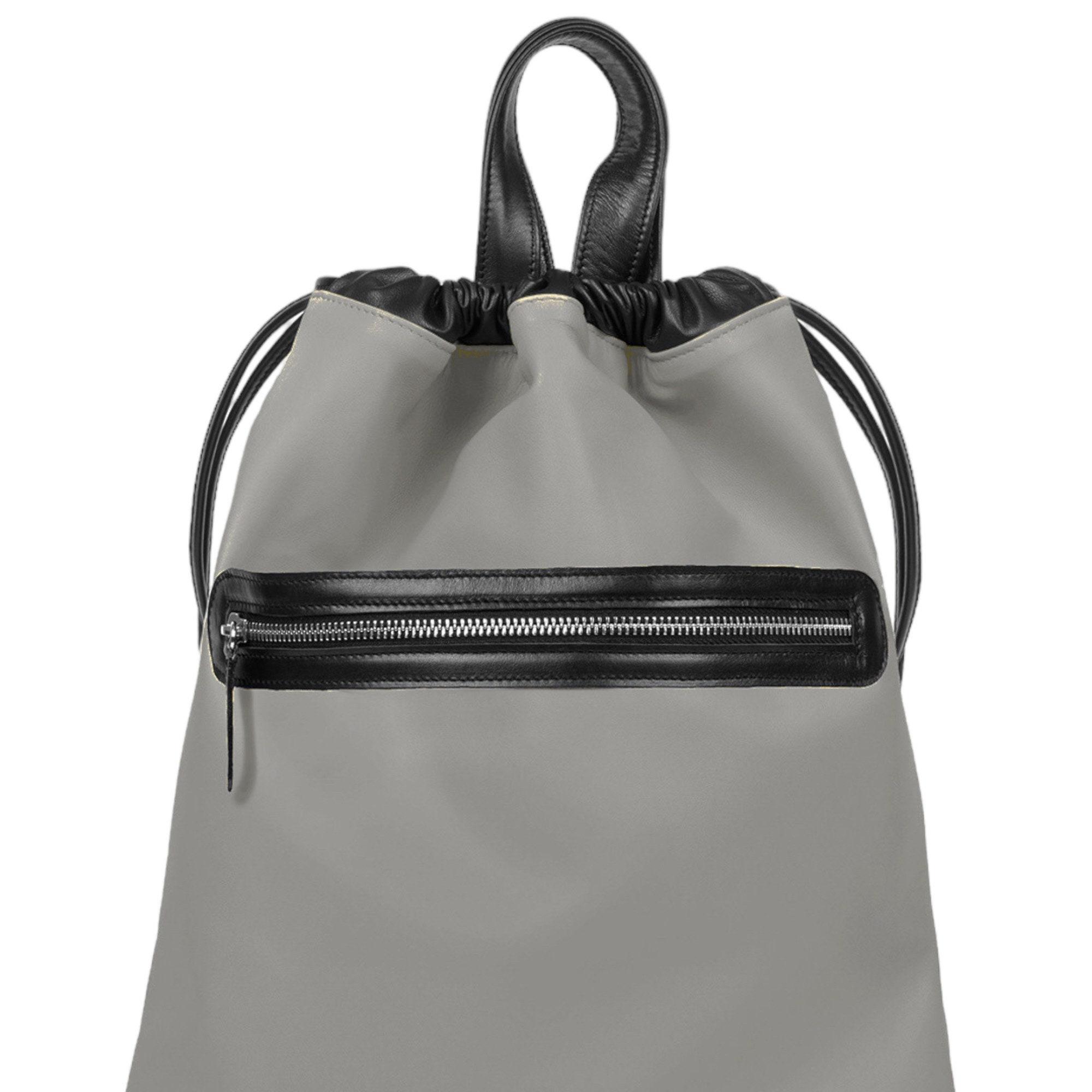 Sleek Gray Elegant Compact Faux Leather Finish Backpack Alcantara Backpack - Space Grey - Alcanside main image 2