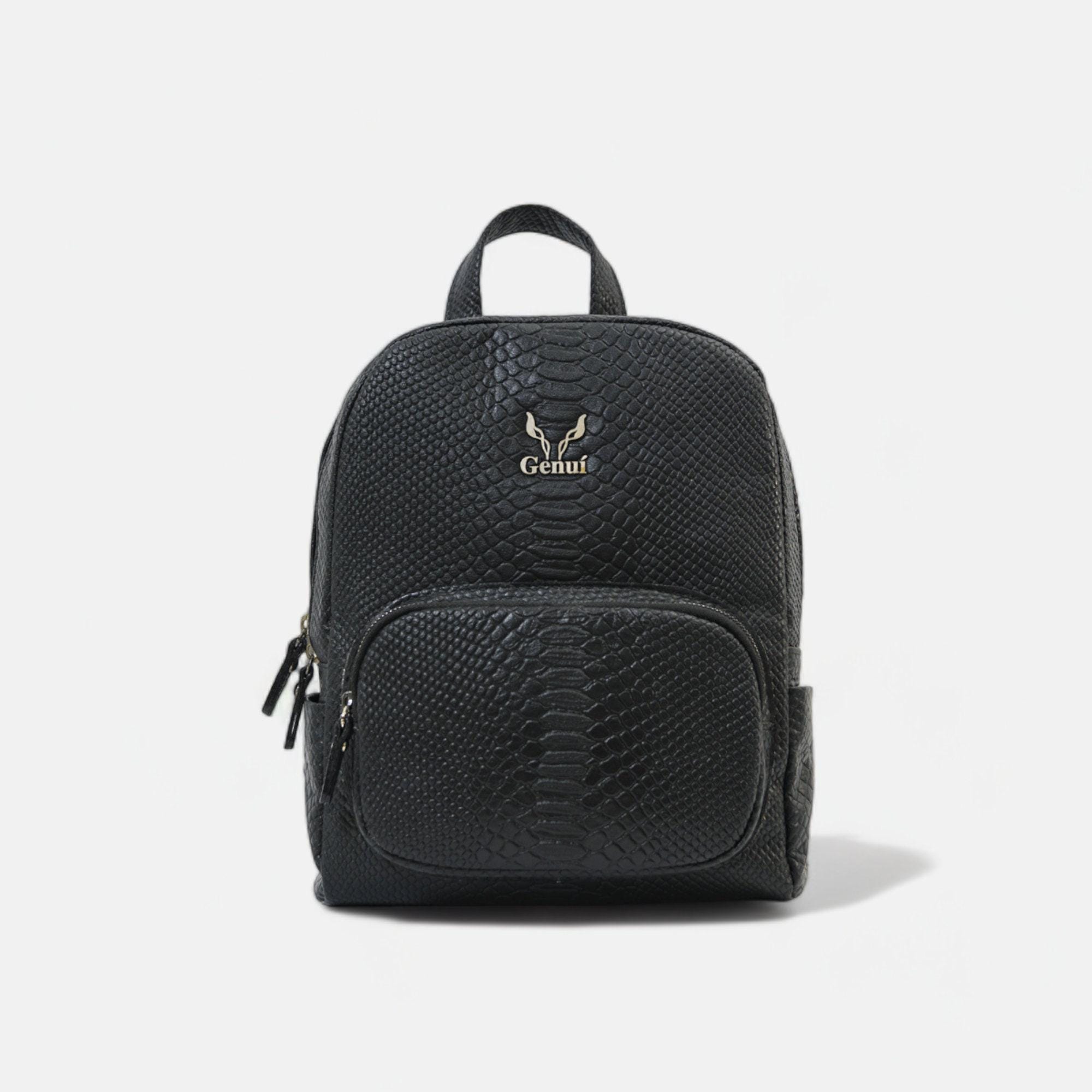 Black Backpack with Textured Leather and Diagonal Zipper Amazon.com: Taertii Leather Backpack For 17.3 main image 2