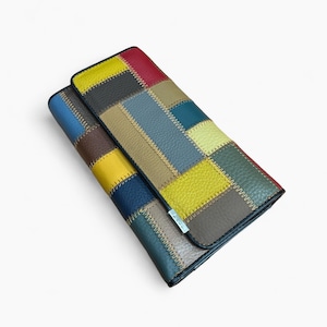 Bunte Leder Geldbörse mit einzigartigem Patchwork-Design - Funktionalität trifft Stil