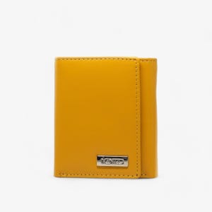 Cartera de piel RFID amarilla llamativa: estilo seguro y compacto para el día a día.