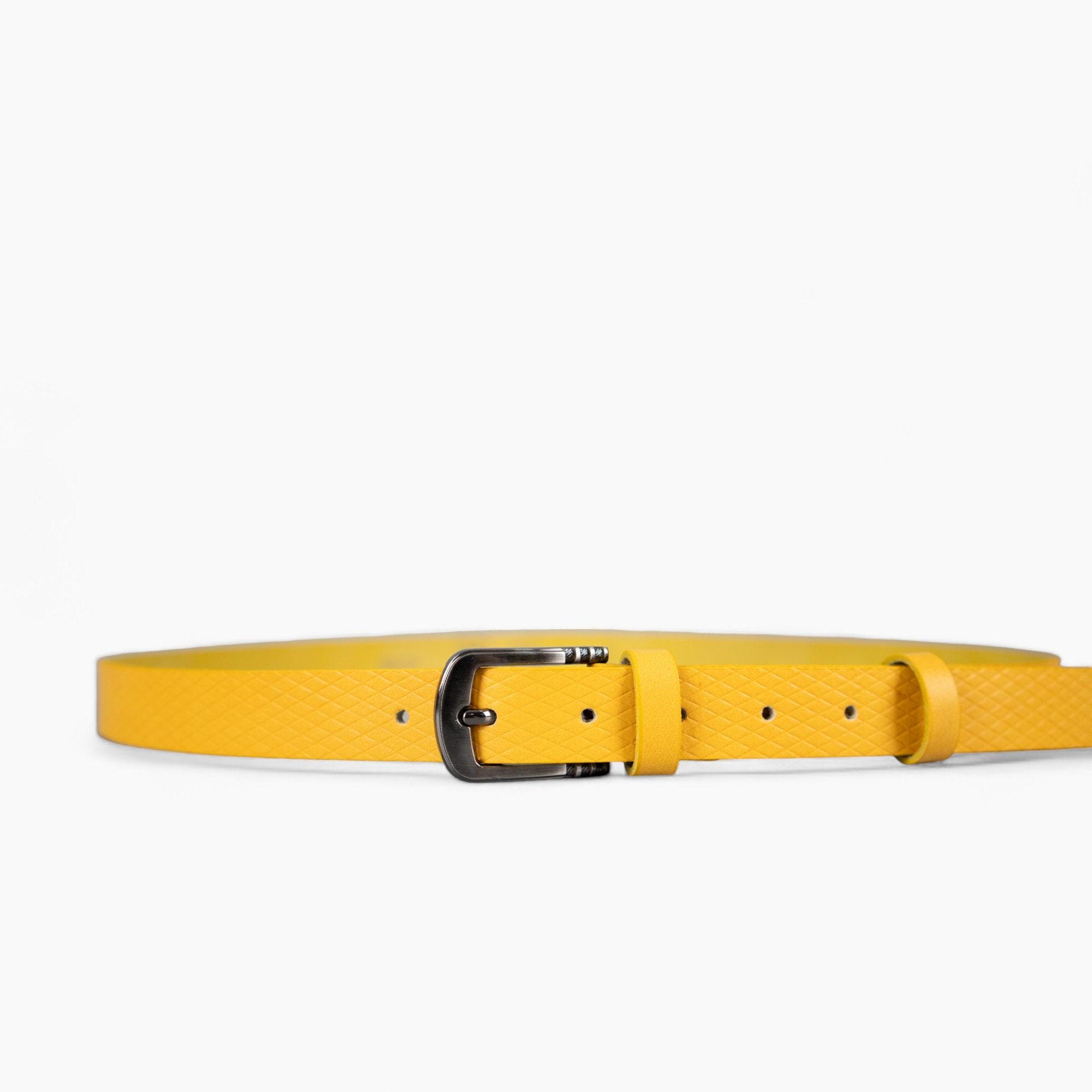 Per se canary yellow glossy genuine patent leather wide belt size small Ladies High Waist Patent Leather Wide Fashion Square Belt main image 2