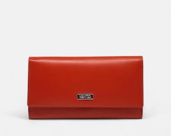 Elegant Orange RFID Leather Wallet for Enhanced Security