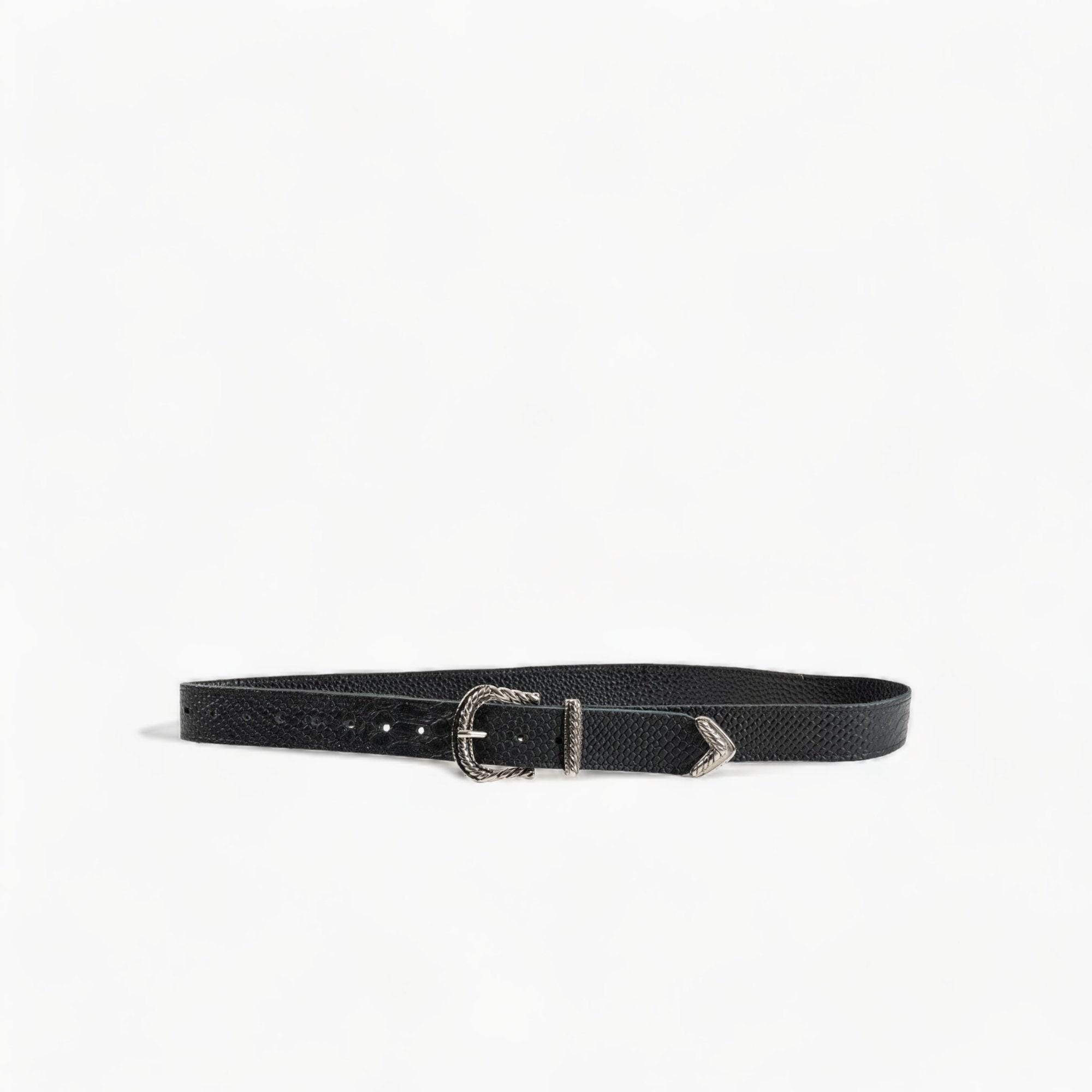 シルバーバックル付きブラックレザーベルト - Etsy 日本