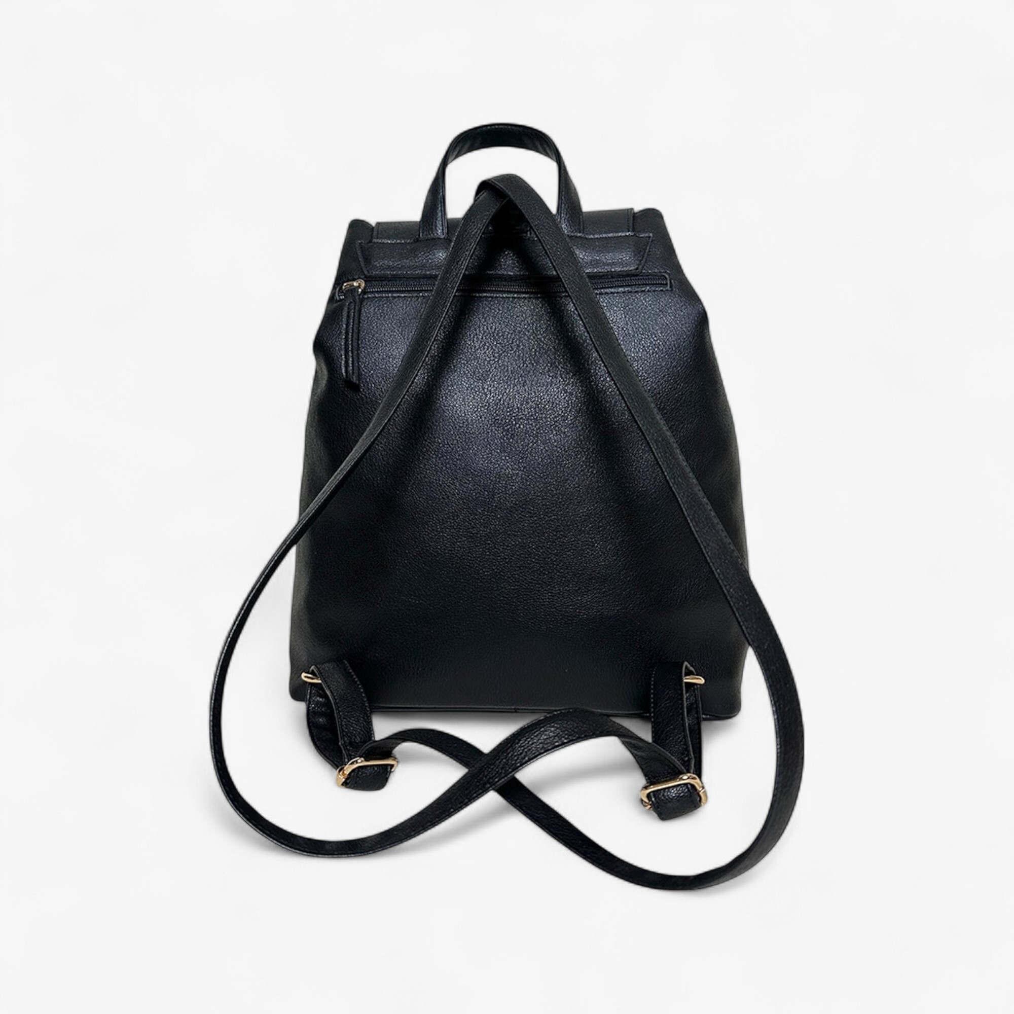 Black Backpack With Embossed Texture and Gold Accents - Etsy