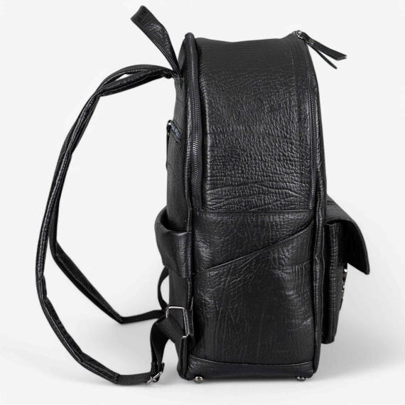 Extra Large Black Leather Backpack for Travel and Work