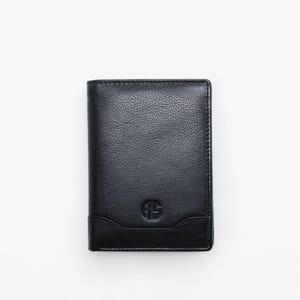 Vertical Black RFID Leather Wallet for Men