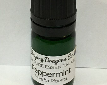 Peppermint Essential Oil, 5mls In Glass with Eurodropper, 100% Pure Essential Oil, Undiluted, Therapeutic Grade, Natural
