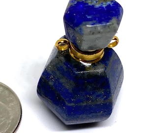 Lapis Lazuli Perfume Bottle Pendant, Essential Oil Diffuser Charm
