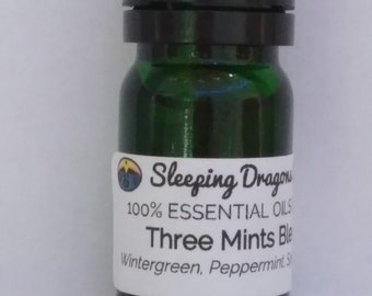 Three Mints Essential Oil Blend, 5mls In Glass with Eurodropper, 100% Pure Essential Oils of Peppermint, Spearmint, and Wintergreen.