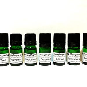 7 Pure Essential Oils Starter Set, Lavender, Grapefruit, Lemon, Basil, Eucalyptus, Tea Tree, Peppermint