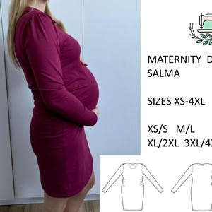 Maternity dress-jersey PDF pattern sewing/Pregnancy dress sewing pattern/PDF maternity,pregnancy dress sizes XS-4XL