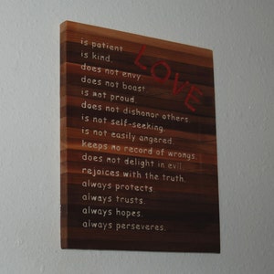 Thoughtful plaque about what love is and love does. LOVE is... Hand painted wood plaque 13064 image 3