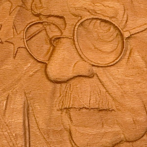 Old Veteran carved into reclaimed medium wood.  - Veteran artwork - 10 3/4 x 10 3/4 - 23151