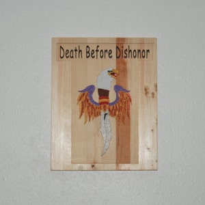 Patriotic Eagle Wood Carving - Death Before Dishonor - hand painted - 13066