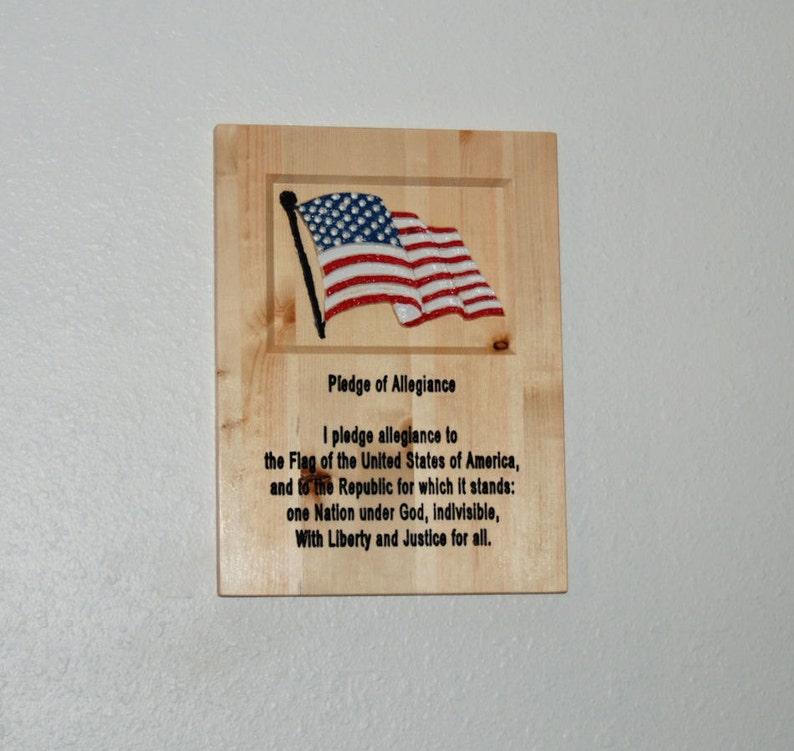 Pledge of Allegiance Hand Painted Wood Carving With American Etsy