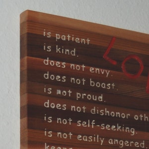 Thoughtful plaque about what love is and love does. LOVE is... Hand painted wood plaque 13064 image 4