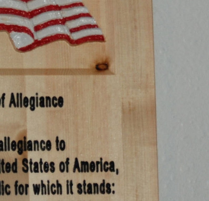 Pledge of Allegiance Hand Painted Wood Carving With American Etsy