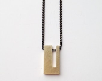 Rectangle necklace, geometric jewelry, Unisex Necklace, brass Necklace, mens jewerly, minimalist jewerly, unisex jewellery, modern necklace